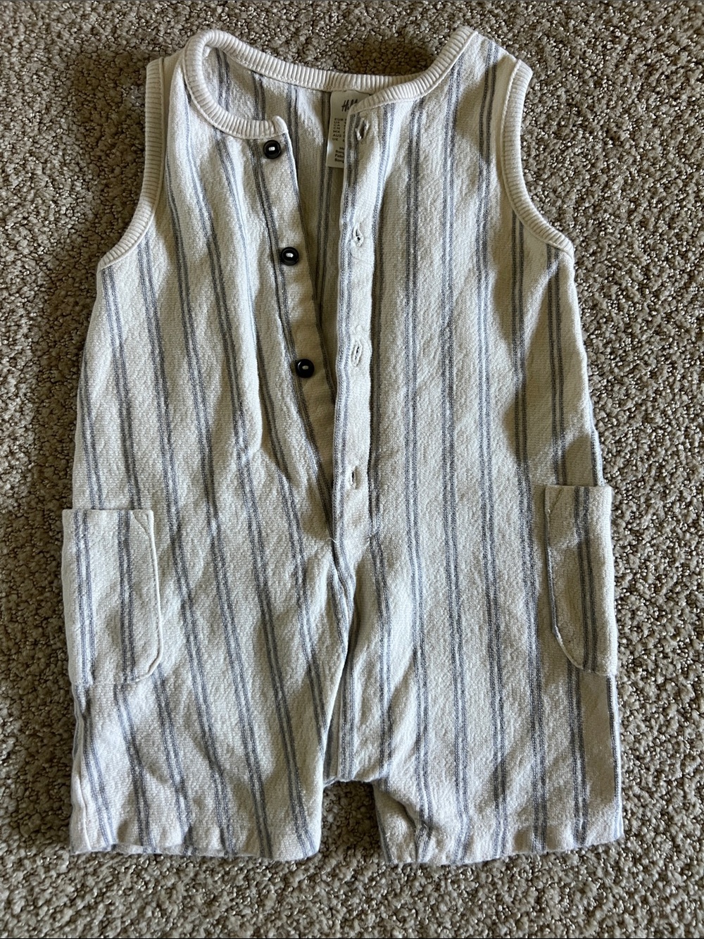 H&M Cream One-Piece Romper with Blue Stripes